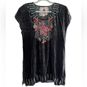Johnny Was Grey/Black Velvet Tunic